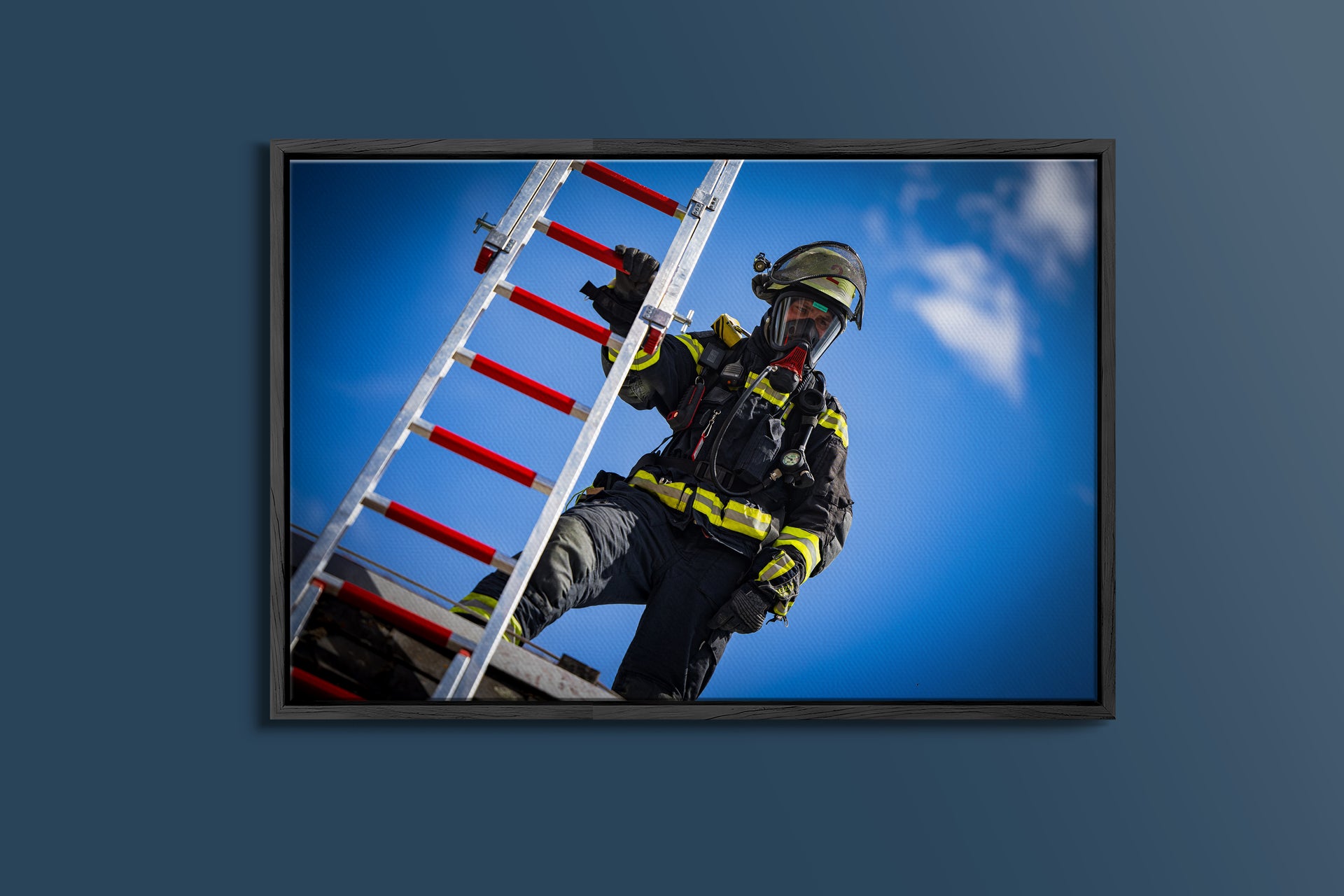 Sicher auf dem Dach (Gerahmtes Bild)