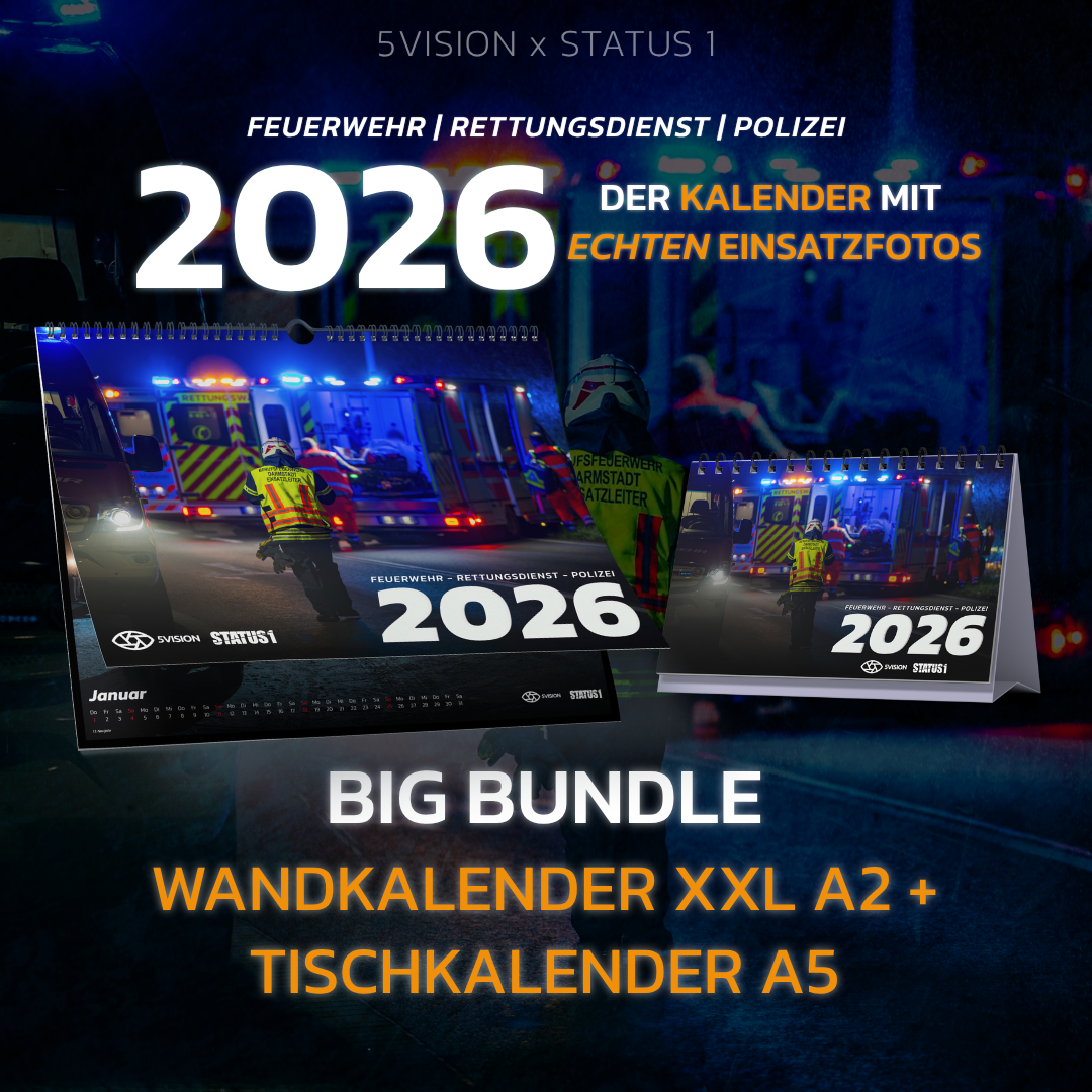 5VISION x STATUS 1 BIG BUNDLE: Wandkalender (DIN A2) + Tischkalender (DIN A5) 2026