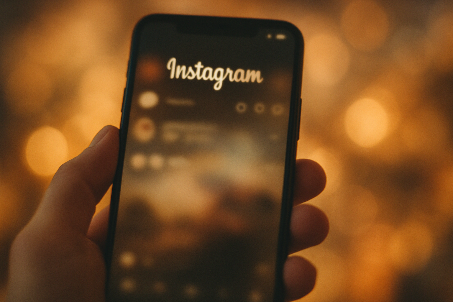 handy in unschärfe, instagram geöffnet